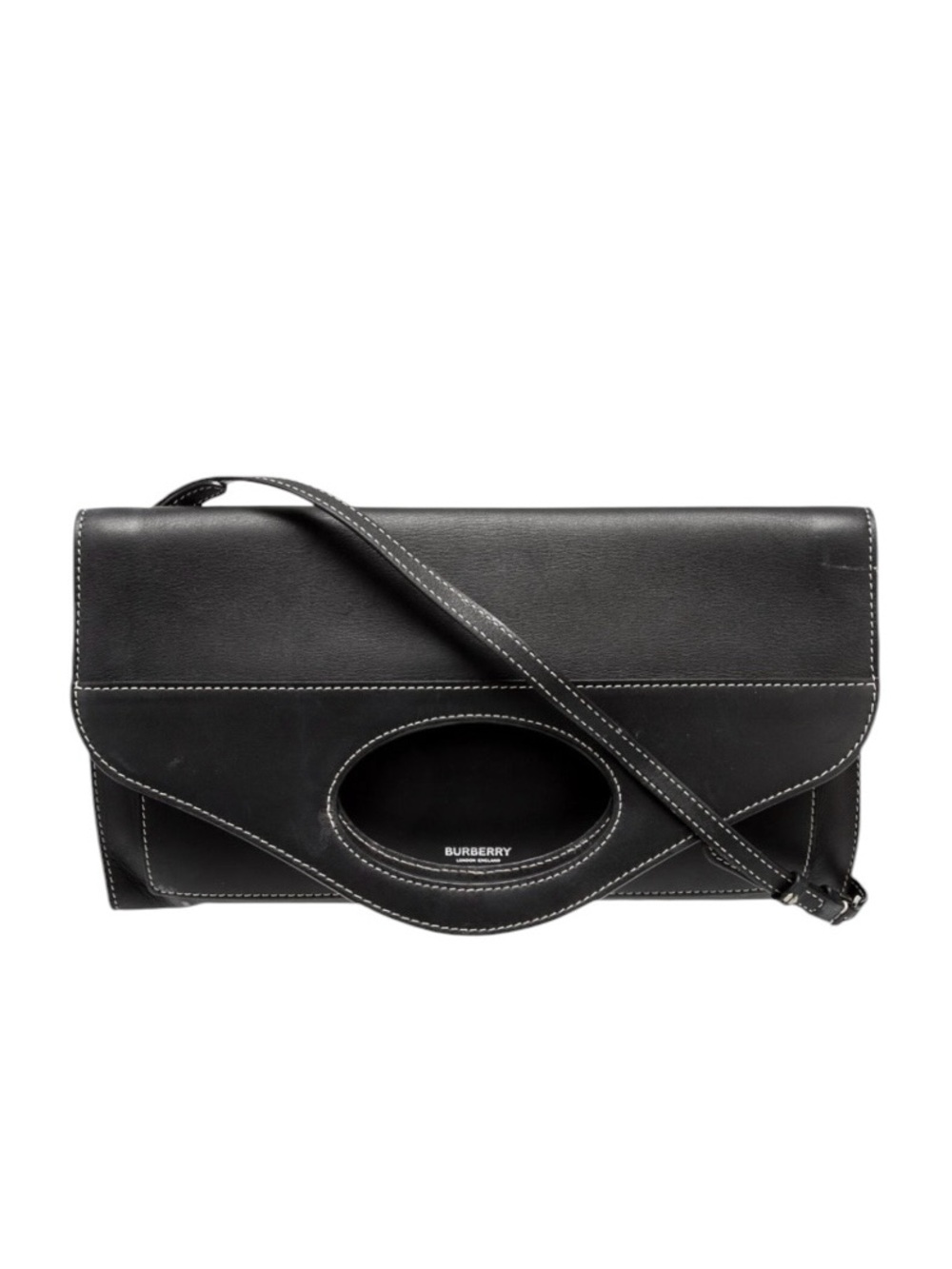 Burberry Leather Foldover Pocket Bag with Crossbody Strap